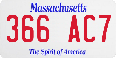 MA license plate 366AC7