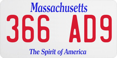 MA license plate 366AD9