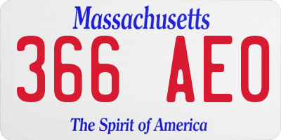 MA license plate 366AE0