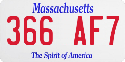 MA license plate 366AF7