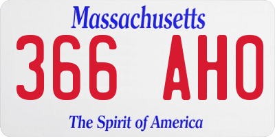 MA license plate 366AH0