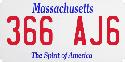 MA license plate 366AJ6