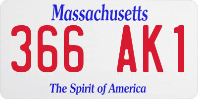MA license plate 366AK1