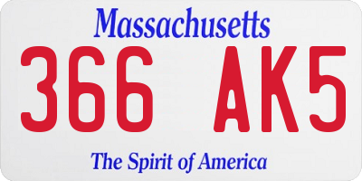 MA license plate 366AK5