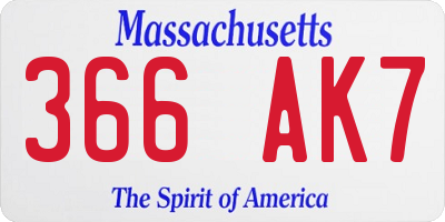 MA license plate 366AK7