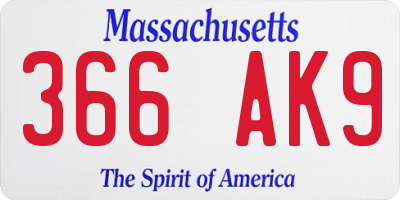 MA license plate 366AK9