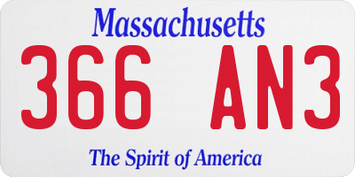 MA license plate 366AN3
