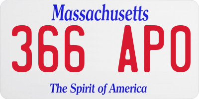 MA license plate 366AP0