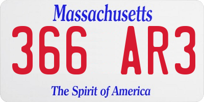 MA license plate 366AR3