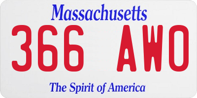 MA license plate 366AW0