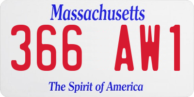 MA license plate 366AW1