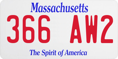 MA license plate 366AW2