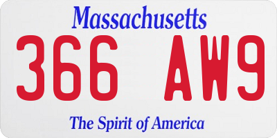 MA license plate 366AW9