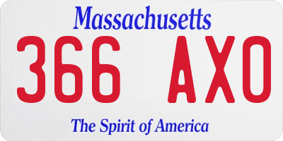 MA license plate 366AX0
