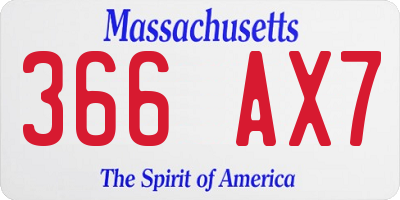 MA license plate 366AX7