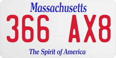 MA license plate 366AX8
