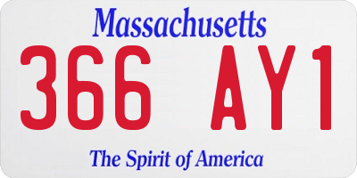 MA license plate 366AY1