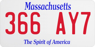 MA license plate 366AY7