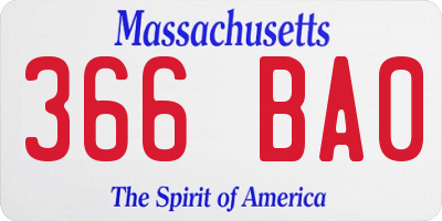 MA license plate 366BA0