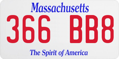 MA license plate 366BB8