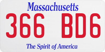 MA license plate 366BD6