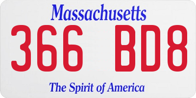 MA license plate 366BD8