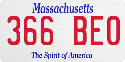 MA license plate 366BE0