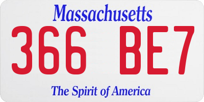 MA license plate 366BE7