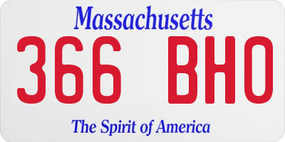 MA license plate 366BH0