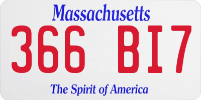MA license plate 366BI7