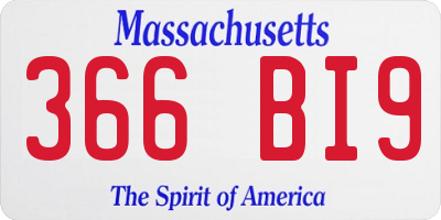 MA license plate 366BI9