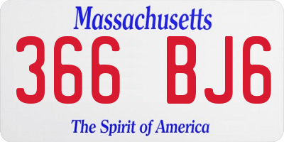 MA license plate 366BJ6