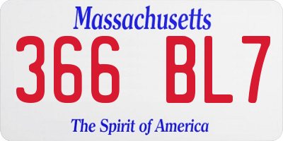 MA license plate 366BL7