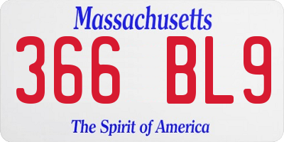 MA license plate 366BL9
