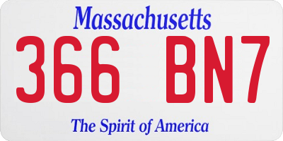 MA license plate 366BN7