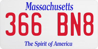 MA license plate 366BN8
