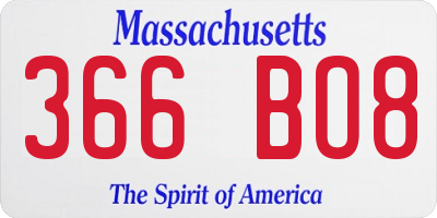 MA license plate 366BO8