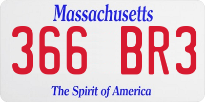 MA license plate 366BR3