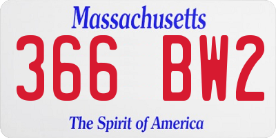 MA license plate 366BW2