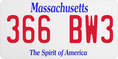 MA license plate 366BW3
