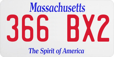MA license plate 366BX2
