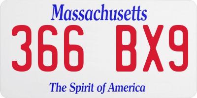 MA license plate 366BX9