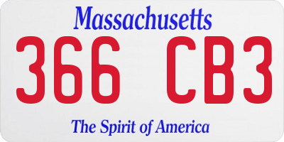 MA license plate 366CB3