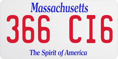 MA license plate 366CI6