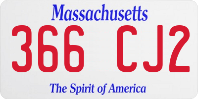 MA license plate 366CJ2