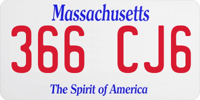 MA license plate 366CJ6