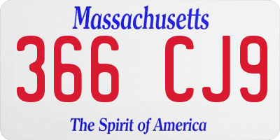 MA license plate 366CJ9