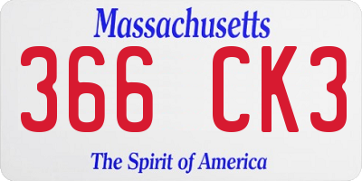 MA license plate 366CK3