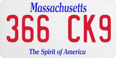 MA license plate 366CK9