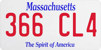 MA license plate 366CL4